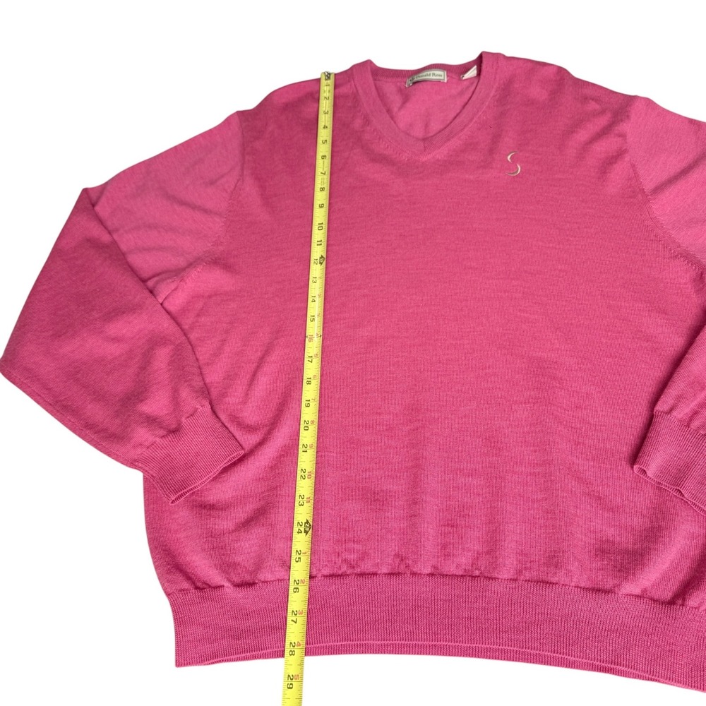 Merino Wool V-Neck Sweater Mens XL Raspberry Red Classic Old Money Quiet Luxury - Picture 5 of 12